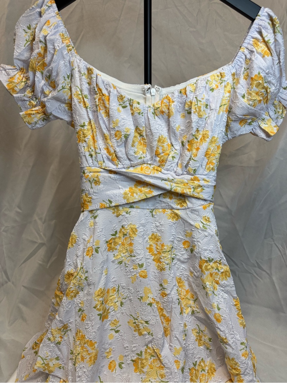 Poema White Yellow Floral Off-Shoulder Romper